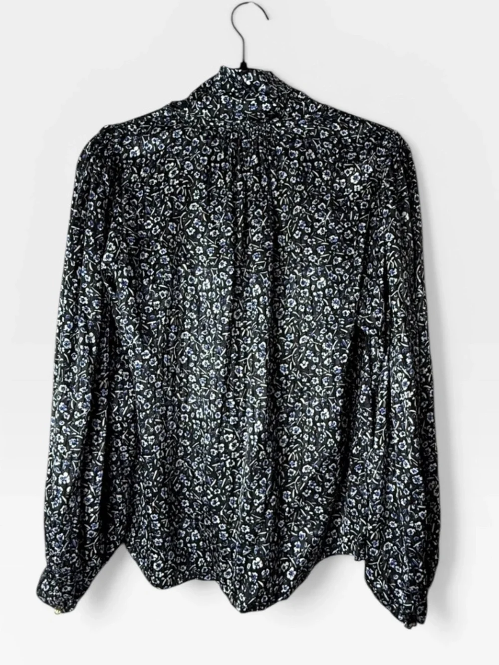 Tori Burch Blouse Black and Blue Silk‎ Size 4 (K)